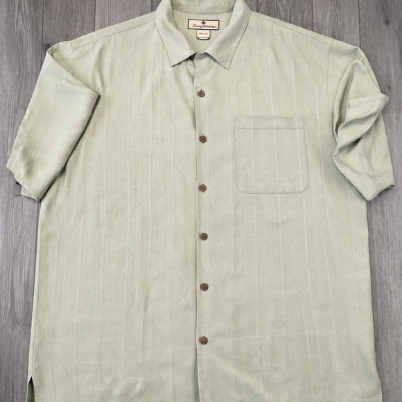 Tommy Bahama Other - Tommy Bahama 100% Silk Button Up Shirt Mens XL Green Short Sleeve Camp Casual